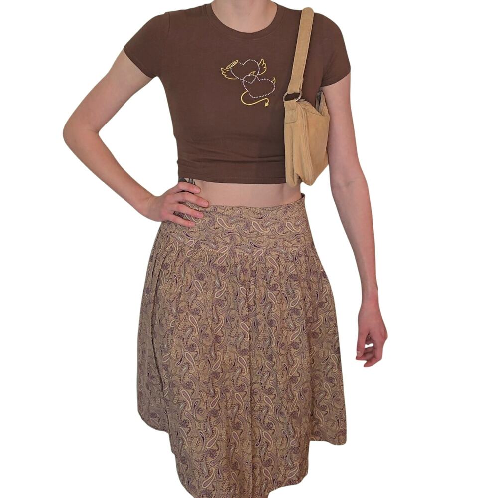 Y2k Style Brown Bedazzled Baby Tee aLab Size S